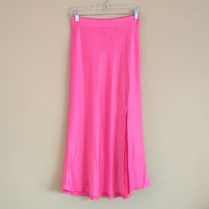 Small Haute Monde Pull On Bright Pink Side Slit Skirt Neon Colorful